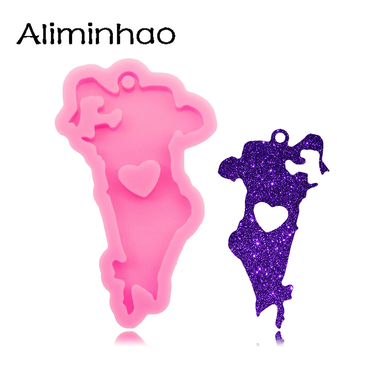 Resin Art A Keychain - Dy1435 brilhante bahrain mapa silicone resina