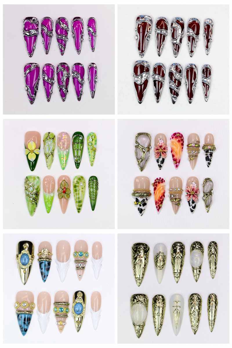 Resin Art And Design - 10 Unidades de Unhas Postiças Longas