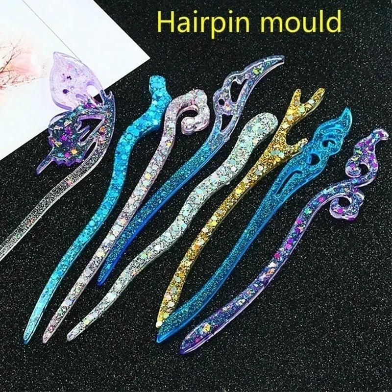 Resin Art Calligraphy - Novo transparente hairpin silicone molde especial
