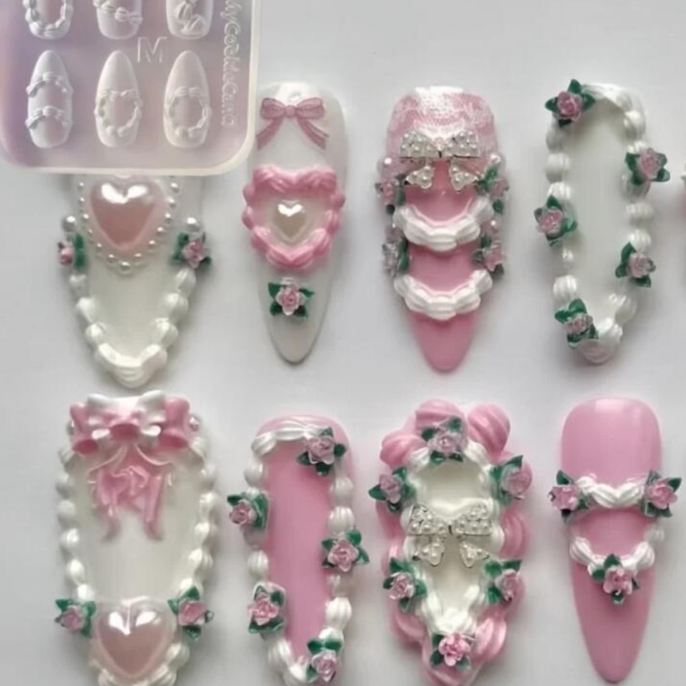 1pc 3d creme francês arte do p - Resin Art Template avaliação e preço